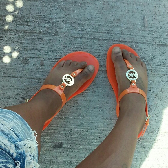 michael kors orange sandals